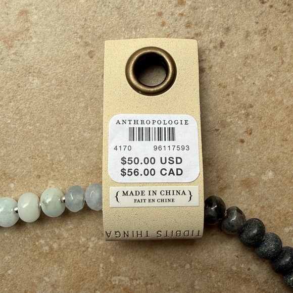 Anthropologie Rainbow Stone Necklace “Dark Gray” Gift Ready Jade Malachite NWT - Picture 8 of 11